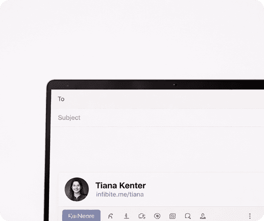 Email compose screen with Tiana Kenter signature